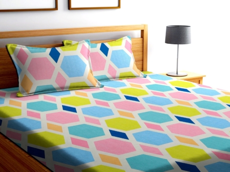 Blue Color Geometric Print Bed sheet