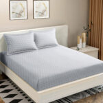 Grey Color Abstract Print Double Queen Bed sheet with 2 Pillow Covers